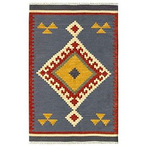 HAMID - Tapijt Kilim Lori met modern design - 100% wol - handgeweven tapijt - tapijt voor hal, woonkamer, slaapkamer, woonkamer, entree (D.1, 170 x 110 cm)