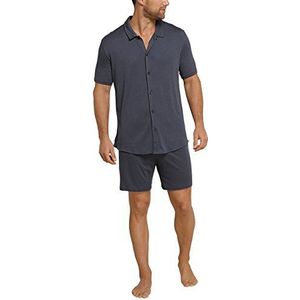 Schiesser Herenpyjama korte tweedelige pyjama, grijs (grijsblauw 209), 50
