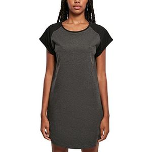 Urban Classics Damesjurk Ladies Contrast Raglan Tee Dress, T-shirt-jurk met contrasterende mouwen, verkrijgbaar in vele kleuren, maten XS - 5XL, grijs/zwart (charcoal/black), 4XL