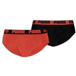 PUMA Everyday Herenbrief (verpakking van 2 stuks), Mid Grey Melange/Oranje, S