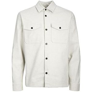 Bestseller A/S Heren Jprroy Solid Overshirt L/S Sn Poloshirt, Wit gemêleerd/pasvorm: comfortabele pasvorm, L