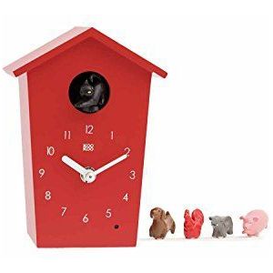 KOOKOO Animal House mini, kleine koekoeksklok rood met dierengeluiden