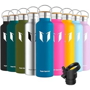 Super Sparrow Drinkfles - 1L - RVS Waterfles met Herbruikbaar Rietje (2 Doppen), Lekvrij en Vacuüm-Geïsoleerd, BPA-vrij – Ideaal voor Sport & Outdoor