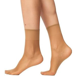 Nur Die Zijdefijne damessokken, 15 denier, transparant, nylon, zijdeachtig, glanzend, brede comfortabele tailleband, Brons, Eén Maat