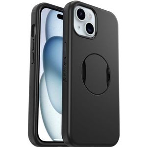 OtterBox OtterGrip Symmetry hoes voor iPhone 15 / iPhone 14 / iPhone 13 voor MagSafe, valbestendig, beschermhoes met ingebouwde grip, 3x getest volgens militaire standaard, Zwart