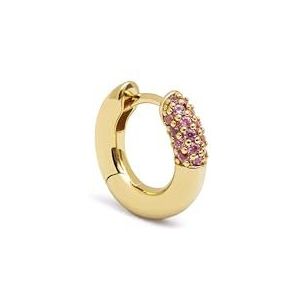 SINGULARU - Losse Oorbel Aro Alma Pink - Losse Oorbel van Messing met 18Kt Gouden Plating - Oorbel met Roze Zirconia Details - Congo/Click Sluiting - Sieraden voor Vrouwen