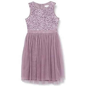 Maya Deluxe Midi-jurk voor meisjes, pailletten, feestjurk, tutu, bruidsmeisjes, bruiloft, met ceintuur, Moody Lila, 11-12 jaar
