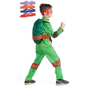 Ninja Turtle costume disguise fancy dress boy official TMNT Teenage Mutant Ninja Turtles (Size 5-7 years) with padded shell and interchangeable masks