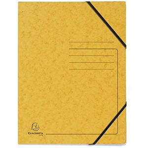 Exacompta 555419E elastiekmap, zonder klep, met lijnopdruk op de voorkant, van glanzend karton, 355gm2, voor A4-documenten, geel, 5 stuks