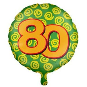 PD-Party 7042130 Gelukkig Folie Ballonnen ; Happy Balloons ; Viering ; Feest Decoraties - 80 Jaren, Groen/Geel, 46cm Lengte x 46cm Breedte x 46cm Hoogte