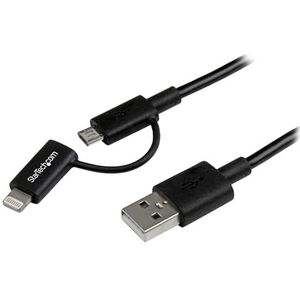 StarTech.com Apple Lightning of Micro USB naar USB kabel 1 m - zwart