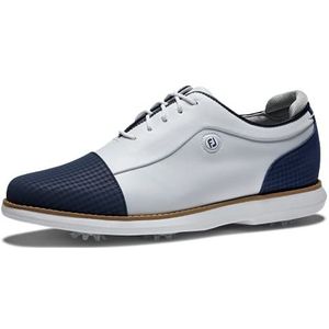 Footjoy Tradition schild kant, golfschoenen voor dames, wit, marineblauw, 7,5 UK