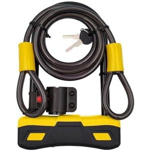 MVTEK Beugelslot met kabelslot, fietsslot van staal 165 x 245 mm en kabel 170 cm. Fietsslot. Fietsslot, diefstalbeveiliging met sleutel. Corrosiebestendig. Fietsaccessoires zwart.
