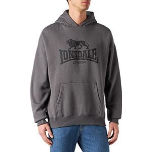 Lonsdale Heren Kilnsey Sweatshirt met capuchon, grijs/zwart, S