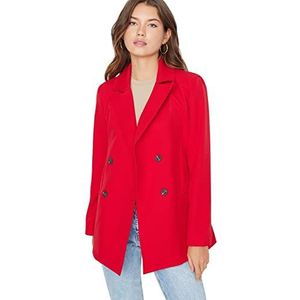 Trendyol Dames reverskraag effen normale blazer jas, rood, 38, Rood, 64