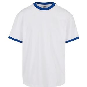 Urban Classics Oversized Ringer Tee T-shirt voor heren, wit/koningsblauw, wit/koningsblauw, 4XL EU