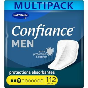 Confiance Mannen - Kleine absorberende anatomische beschermers voor mannen – discreet – absorptieniveau = 3 druppels (gemiddelde urineweg) – pH-neutraal voor de huid – 8 x 14 stuks