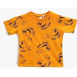 Koton Babyboy T-shirt met korte mouwen en ronde hals, hond bedrukt, oranje design (2d0), 9-12 Maanden