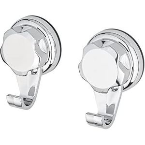 Compactor Set van 2 Bestlock Wandgemonteerde Kleine Haken, Geen Boren Zuignap Montage, Ondersteunt tot 4 kg, Roestvrij Chroom Verguld IJzer, 5,4 x 4 x 8 cm, Chroom