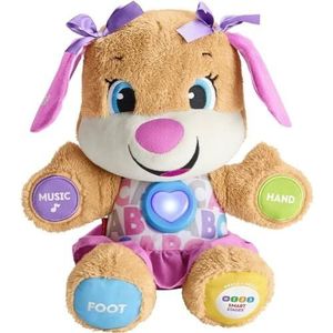 Fisher-Price Laugh & Learn Smart Stages Sis, UK English Edition, Plush Toy with Music, Lights and Learning Content for Infants and Toddlers, FPP51, Medium