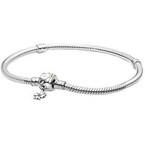 Pandora Garden Armband met slangenketting van sterlingzilver, madeliefjessluiting met geel kristal en wit email, 23