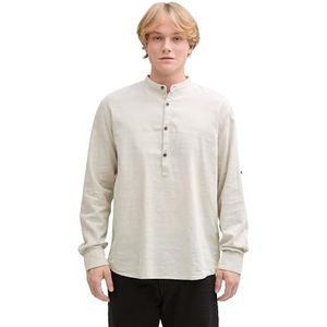 TOM TAILOR Denim heren overhemd, 37210 - Beige Abbey Stone Chambray, XL