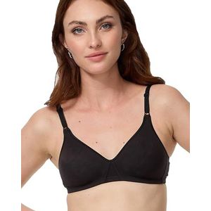 Nur Die Katoenen beha, beugelloze dubbellaagse softcup-beha, zacht, comfortabel, onzichtbaar, naadloos onder de kleding voor dames, zwart, 80B