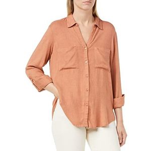 TOM TAILOR Dames Blouse met zakken 1033593, 30670 - Canyon Sunset Red Melange, 34