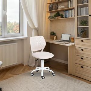 FurnitureR Teenage, in hoogte verstelbare armloze tas, kleurrijke studie voor thuis en computer, ergonomische en draaibare bureaustoel, 40,5 x 44 x 87 cm, Morandi beige, metaal, 44 x 40 x 87 cm