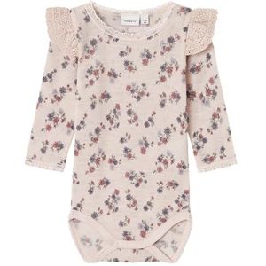NAME IT Baby meisjes Nbfwang Wool Needle Ls Body W/Flounce body met lange mouwen, roze, 56 cm