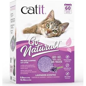 Catit Go Natural!, klonterend kattenbakvulling, van erwtenhulzen, met lavendelgeur, 2 x 2,8 kg (5,6 kg)