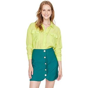 Trendyol Mini asymmetrische rechte geweven rok voor dames, Groen, 62