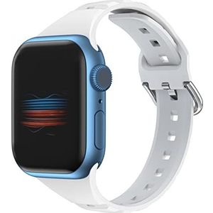 Compatibel met Apple Watch armband 42 mm 44 mm 45 mm, sportieve siliconen reservearmband compatibel met Apple iWatch Series 7/SE/6/5/4/3/2/1, voor dames en heren (wit)