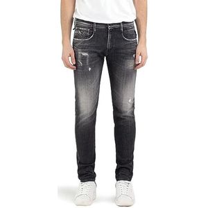 Replay Heren Jeans Anbass Slim-Fit Aged met Power Stretch, donkergrijs 097, 32W / 34L