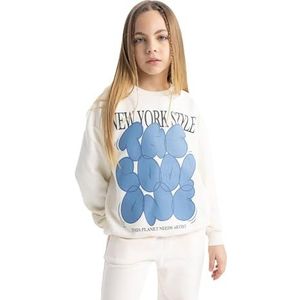 DeFacto Sweatshirt voor meisjes, ecru, 7-8 Jaar