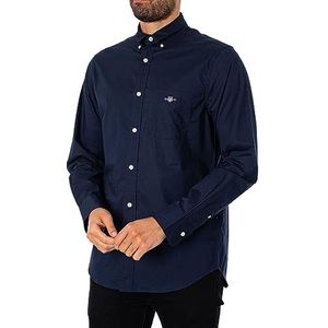 GANT Heren REG POPLIN Shirt Klassiek hemd, Marine, Standaard, marineblauw, S