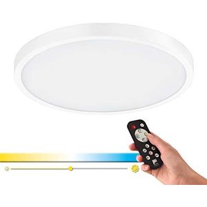 EGLO Access Fueva-A Led-plafondlamp, 1 lichtpunt, opbouwlamp van aluminium en kunststof in wit, met afstandsbediening, kleurtemperatuurverandering (wa