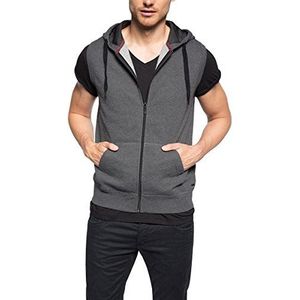 edc by ESPRIT Heren sweatshirt vest met capuchon, grijs (dark grey 020), XL