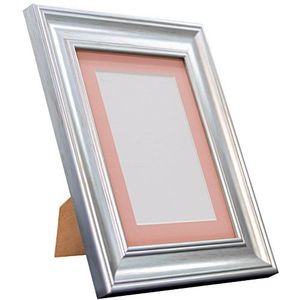 FRAMES BY POST Scandi Vintage fotolijst, gerecycled kunststof, zilver met roze montage, 40 x 50 beeldformaat 30 x 40 cm