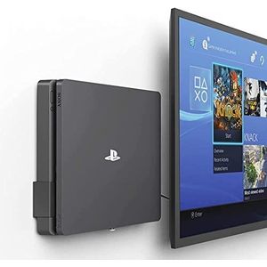 Monzlteck Nieuwe muurbeugel voor PS-4 slank, dichtbij of achter tv, ruimtebesparend, aangepast om perfect te passen PlayStation4 slank, eenvoudig te installeren