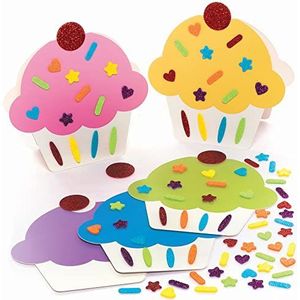 Baker Ross Rainbow Cupcake kaarten - 6 stuks, kaarten knutselen voor kinderen (FC412)