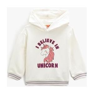 Koton Babygirls Unicorn Printed Hooded Brushed Interior Sweatshirt met lange mouwen, ecru(010), 18-24 Monate