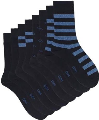 Dim - Gestreepte Herensokken - Navy Blauw - 4 Stuks