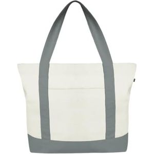 Ecoright Canvas Tote Bag voor Vrouwen met Zip & Binnenzak, 100% Organisch Katoen Tote Bags voor Mannen, Winkelen, Strand, Natuurlijk grijs, Pack of 1, Utility