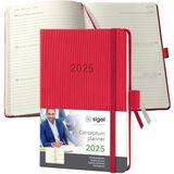 SIGEL C2565 afsprakenplanner weekkalender 2025, ca. A6, rood, hardcover, 176 pagina's, elastiek, penlus, archieftas, PEFC-gecertificeerd, Conceptum