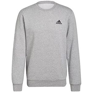 adidas Heren FEELCOZY ESSENTIALS FLEECE SWEATSHIRT, Medium Grey Heather/Black, S