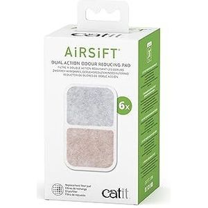 Catit AiRSiFT Dual Action Pad, geurpad, kattentoiletten, verpakking van 6 stuks