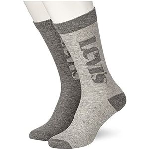 Levi's Unisex Logo Micro Stripe Regular Cut 2 Pack Classic Sock, Mid Grey Melange, 39 EU