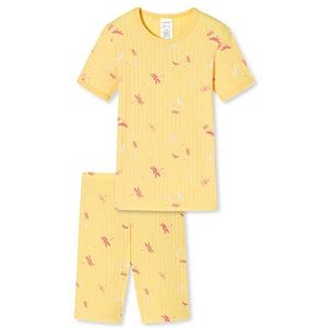 Schiesser Meisjespyjama, korte pyjama, 100% biologisch katoen, maat 92 tot 140, Vanillegeel 178920, 104 cm