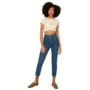 TRENDYOL Dames E-jeans met hoge taille, blauw, 44